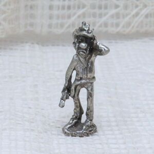 Vintage Pewter Cowboy Figurine with Hand to Head Frustrated Cowboy Western Decor